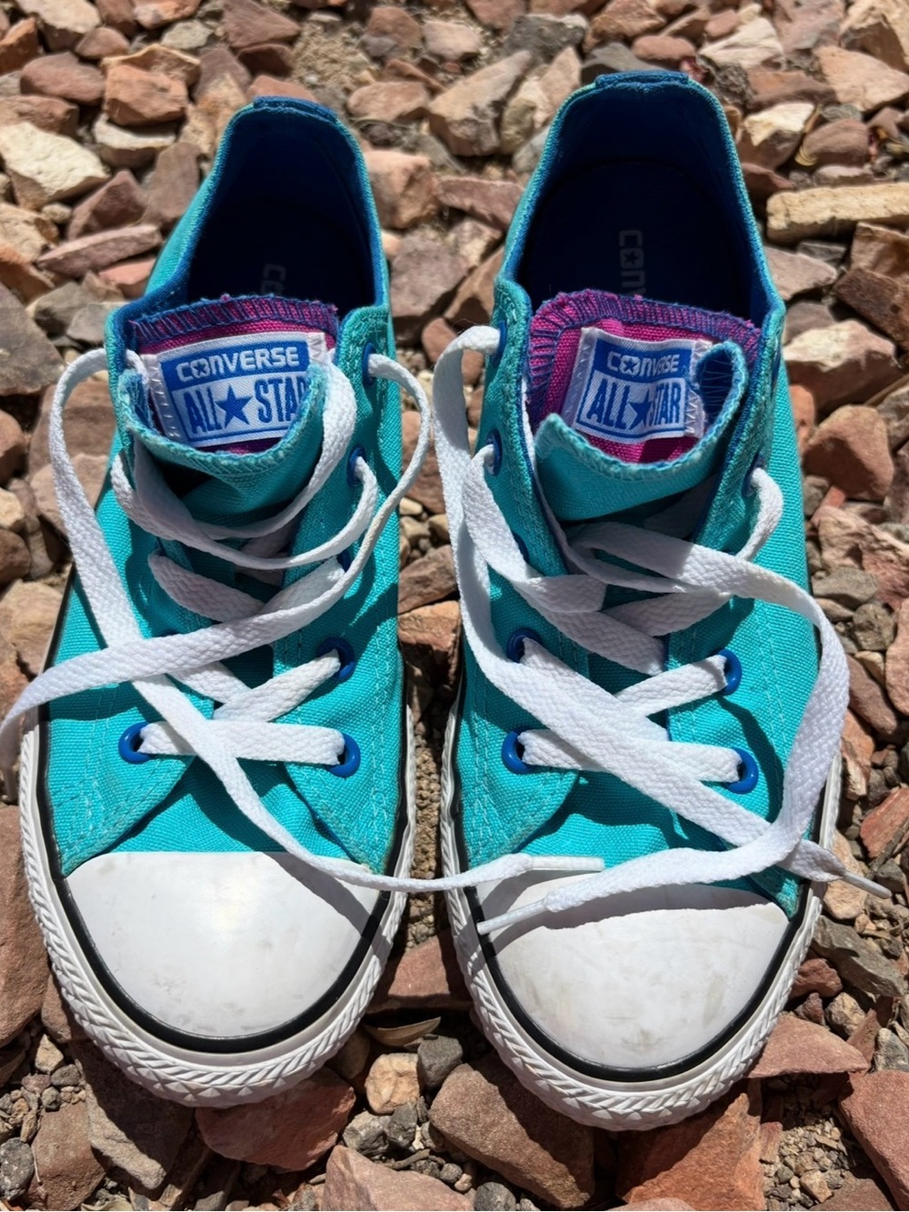 Converse All Star Aqua Blue Canvas Low Top Sneakers Youth Size 3